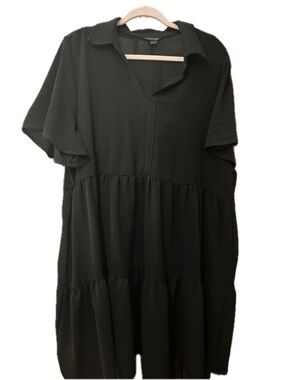 Tahari Black Tiered Collared Knee Length Dress - Office
